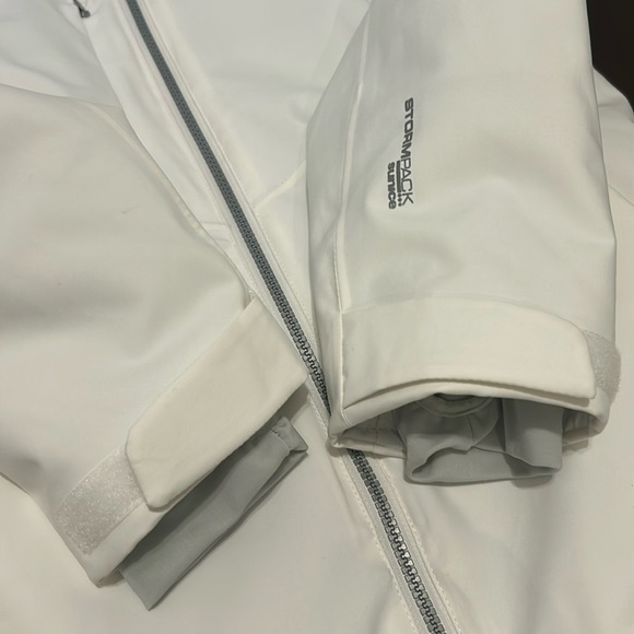 Sunice Stormpack White Softshell Jacket High Collar Thumbholes Women’s Size M - Picture 9 of 17